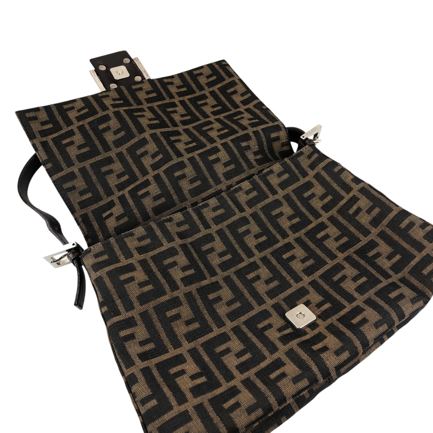 FENDI Zucca Logo Shoulder bag Brown Vintage df4sym