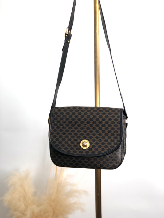 CELINE Macadam Starball Flap Shoulder bag Black Vintage a8awaa