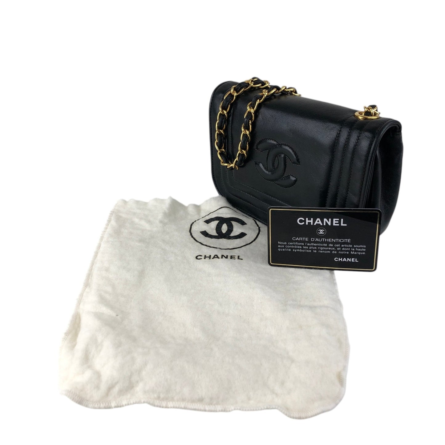 CHANEL Coco Mark Chain Shoulder bag Black Vintage p4crvh