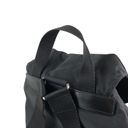 PRADA Tessuto Triangle Logo Double Pocket Backpack Black Vintage 5emm2a
