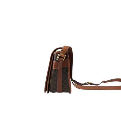 CELINE Macadam Blason Flap Shoulder bag Brown Vintage kv7fz3