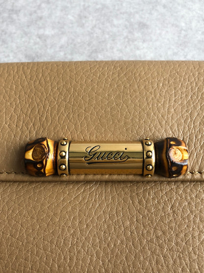 GUCCI Bamboo Long Wallet Beige Vintage kj6mc3