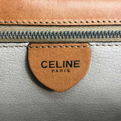CELINE Macadam Horse Bit Double Flap Top Handle Handbag Brown Vintage 6caaii