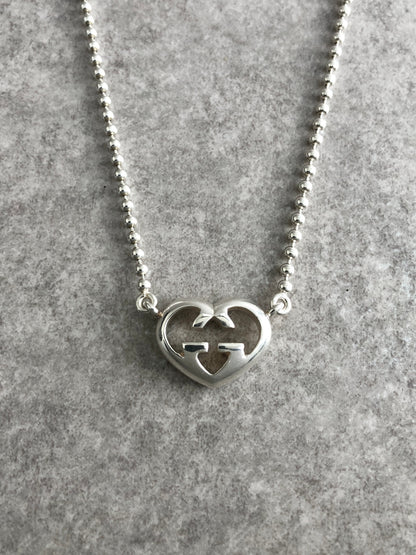 GUCCI Interlocking SILVER925 Necklace Silver Vintage 86xzbs