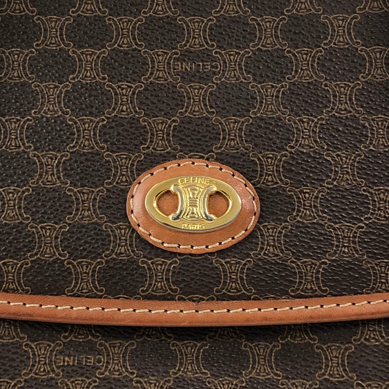 CELINE Macadam Handbag Brown Vintage 5fmrk2