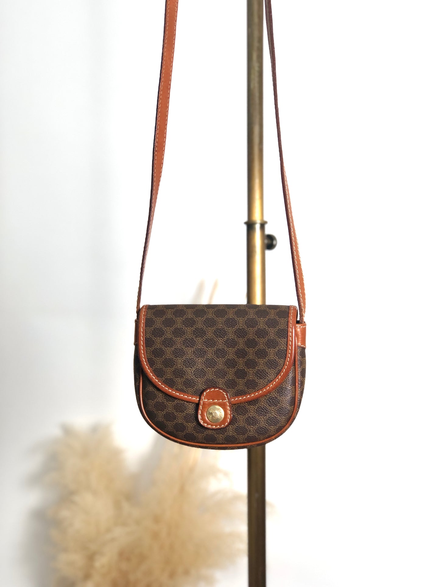 CELINE Macadam Triomphe Shoulder bag Brown Vintage eckras