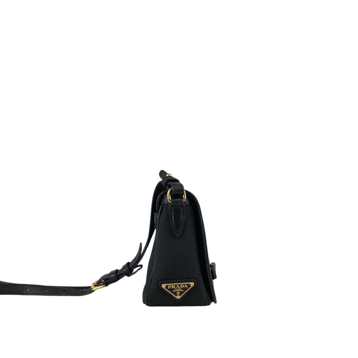 PRADA Logo Shoulder bag Black Vintage 4w22ct