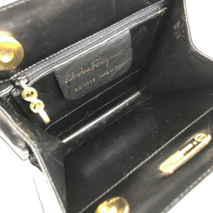 Salvatore Ferragamo Metal Handle Handbag Black Vintage i7cife