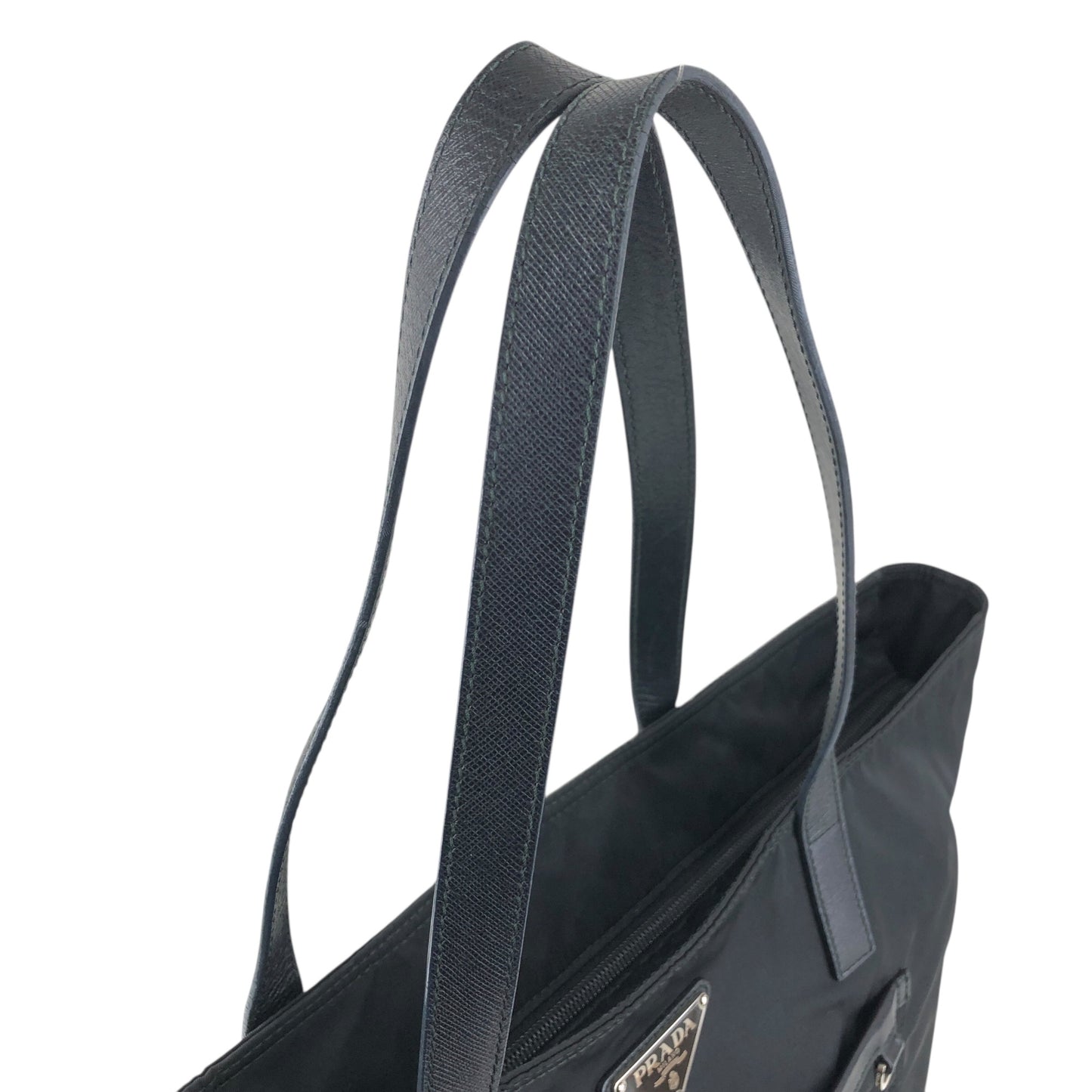 PRADA Triangle Logo Front Pocket Totebag Black Vintage p2sa5n