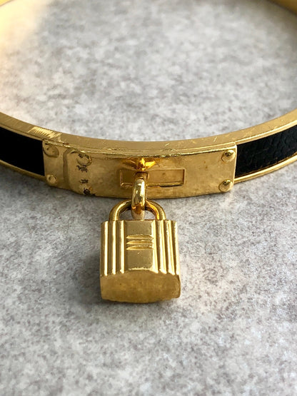 HERMES Bangle Black×Gold Vintage 2ixrvk