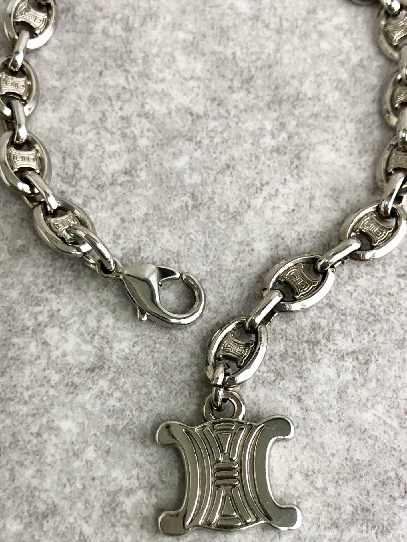 CELINE Triomphe Bracelet Silver Vintage 7vb4pd