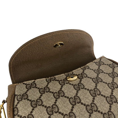 GUCCI Logo Round Shoulder bag Beige Vintage ku752d