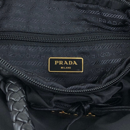 PRADA Logo Ribbon Motif Two-way Handbag Shoulder bag Black Vintage sc4cff