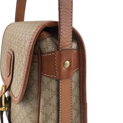 CELINE Macadam Front Buckle  Shoulder bag Beige Vintage nnbcwv