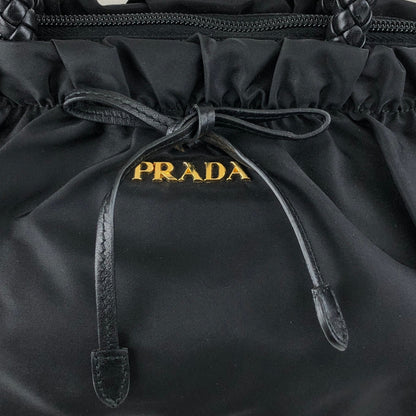 PRADA Logo Ribbon Motif Two-way Handbag Shoulder bag Black Vintage sc4cff