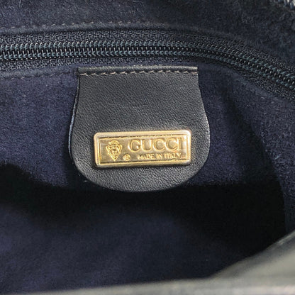 GUCCI Logo Embossed Shoulder bag Navy Vintage e4surv