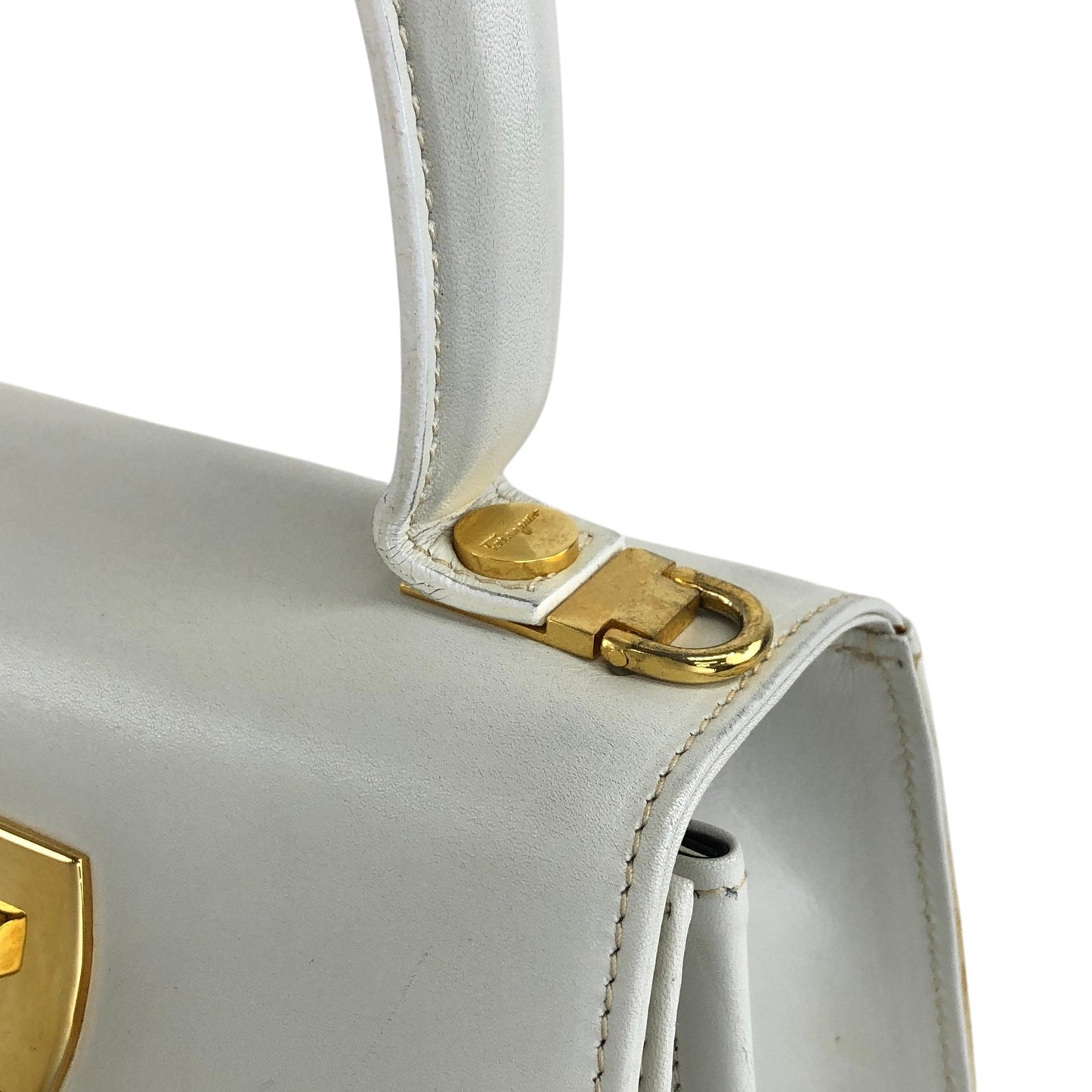 Salvatore Ferragamo Gancini Two-way Handbag Shoulder bag White Vintage wi32m8
