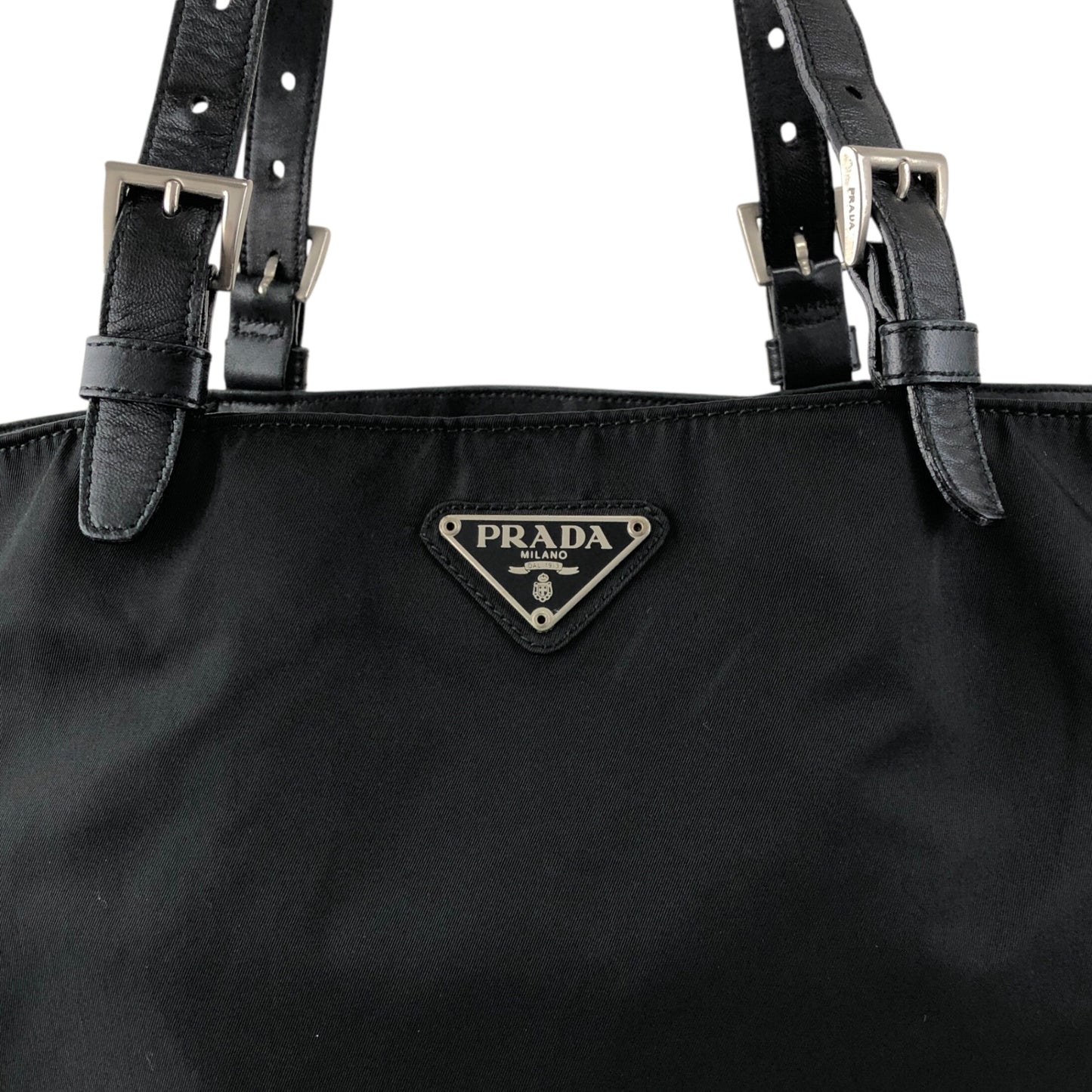 PRADA Tessuto Triangle Logo Handbag Black Vintage e52d78