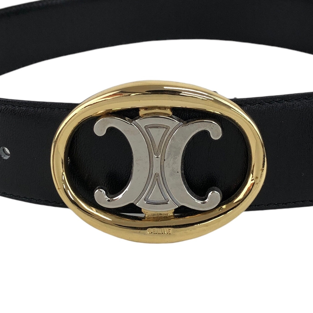 CELINE Triomphe Belt Black Vintage azg2px