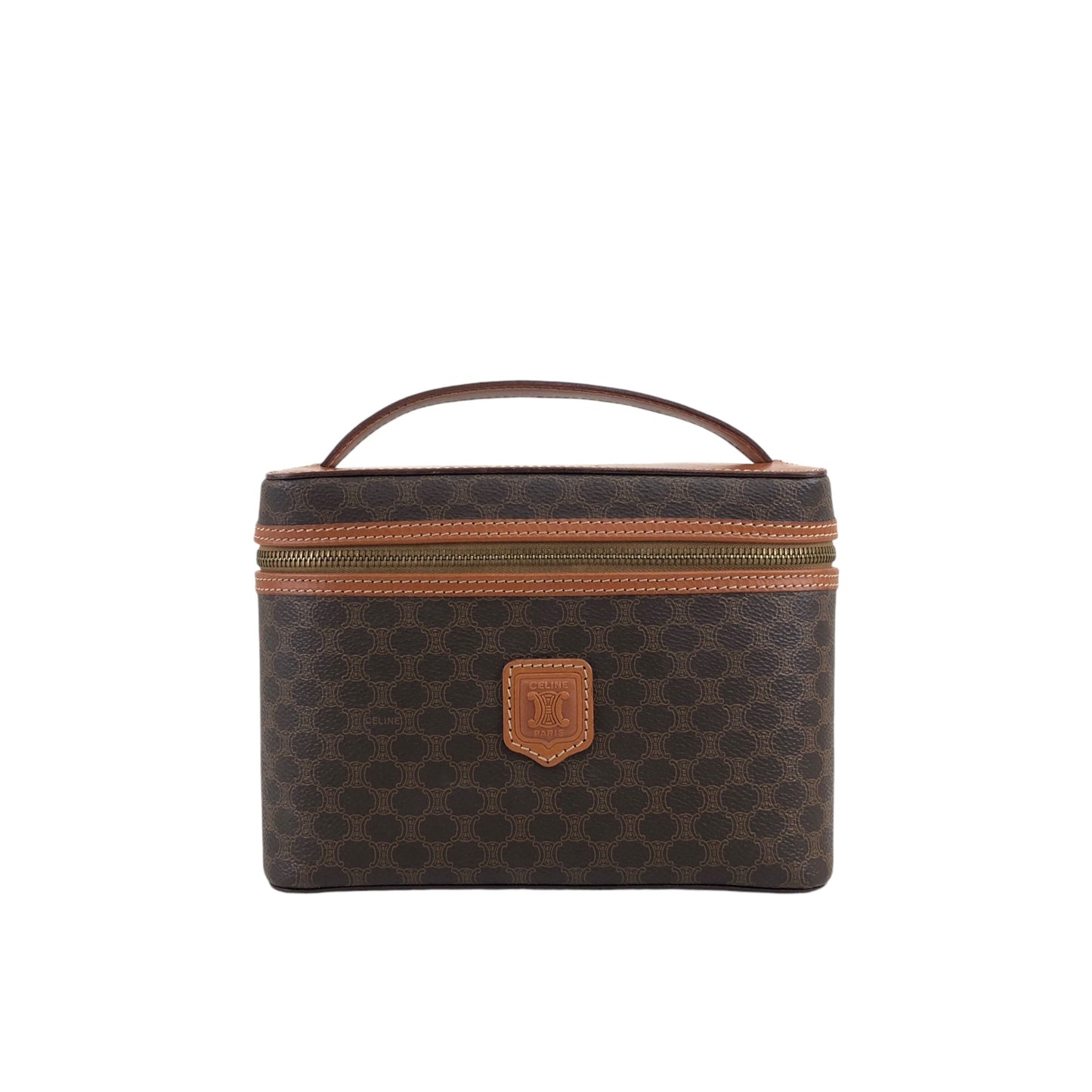 CELINE Macadam Blason Handbag Vanity bag Brown Vintage 4upm5f