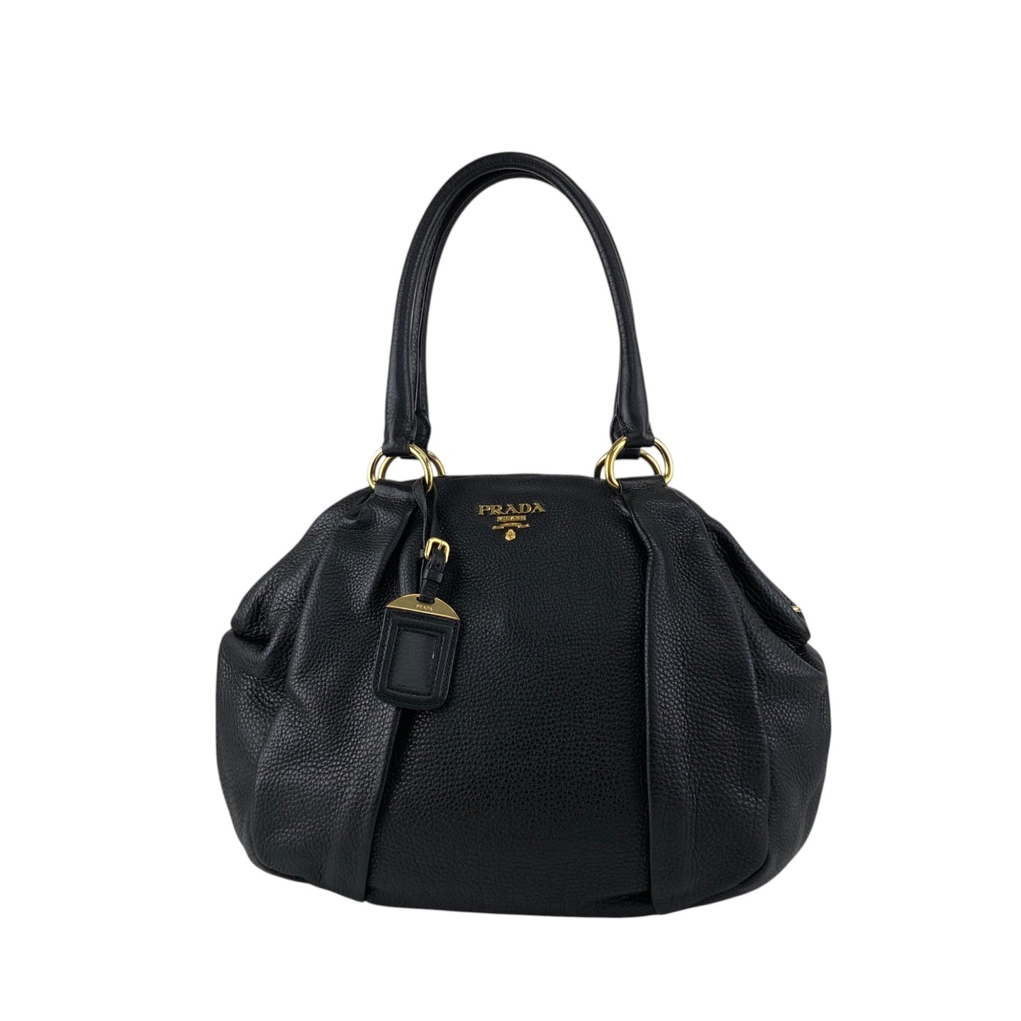 PRADA Logo Handbag Totebag Black Vintage 7zspmn