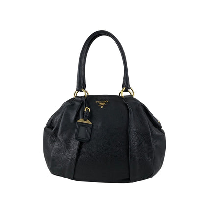 PRADA Logo Handbag Totebag Black Vintage 7zspmn