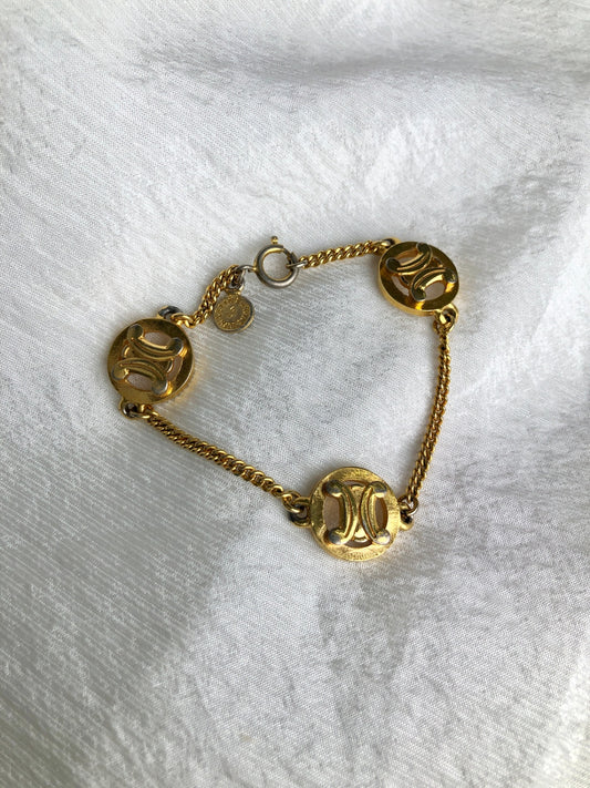 CELINE Blason Bracelet Gold Vintage 6wjyyr