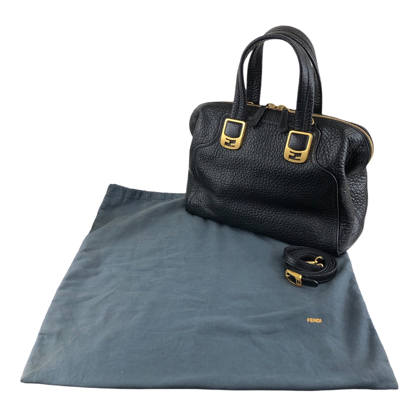 FENDI Two-way Handbag Shoulder bag Black 8BL114-HXF Vintage 66eazz