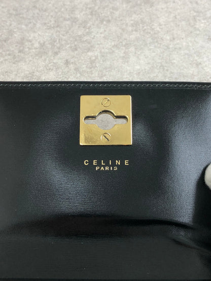 CELINE Gancini Trifold Wallet Black Vintage 6xspmn