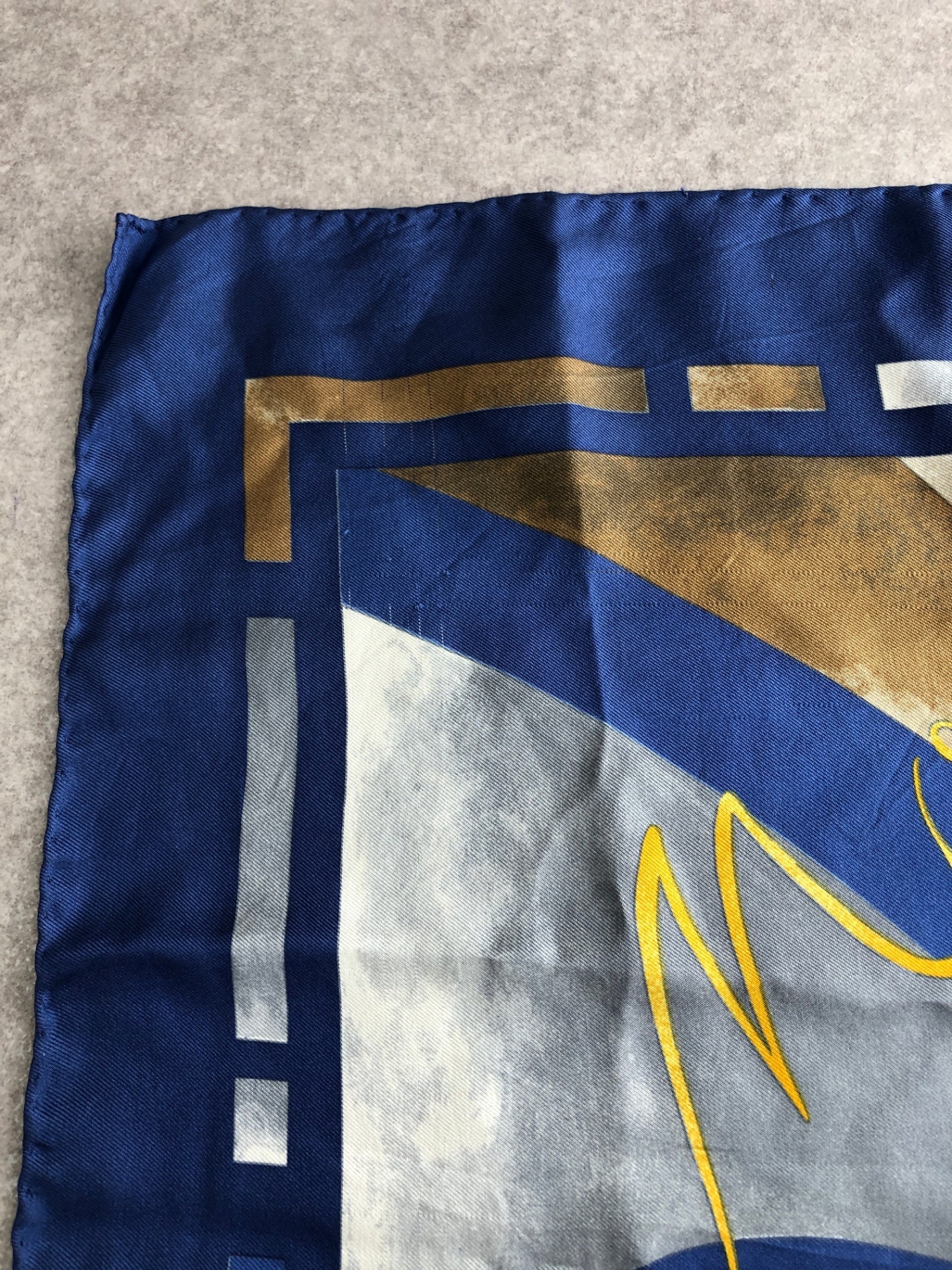 CELINE SILK Scarf Blue×Green Vintage ejmgse