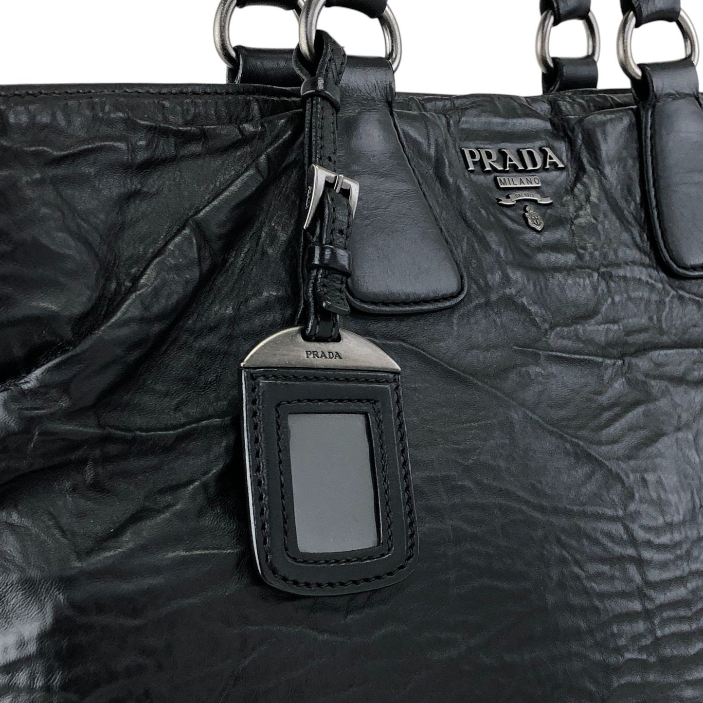 PRADA Logo Two-way Handbag Shoulder bag Black Vintage ctcsm5