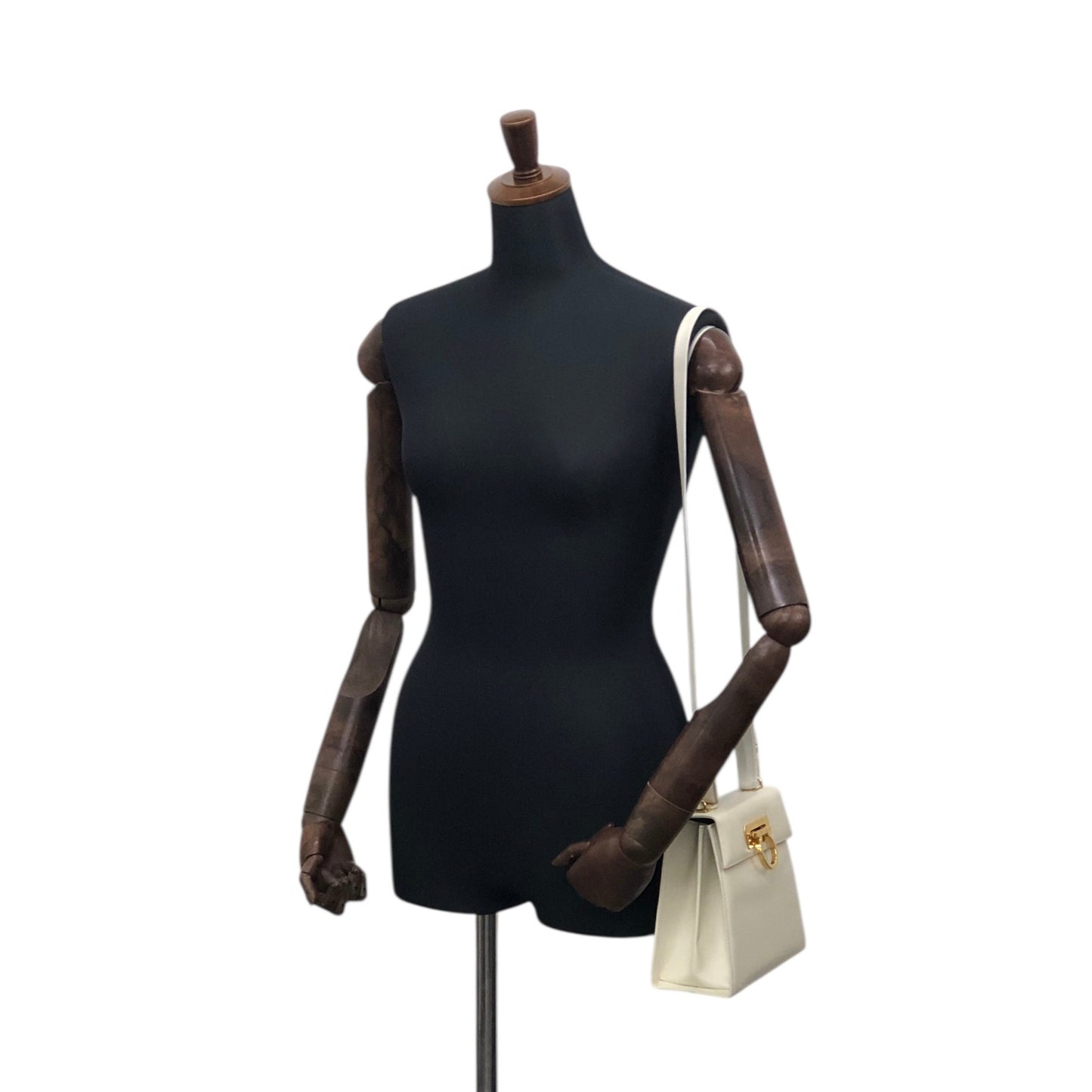 Salvatore Ferragamo Gancini Two-way Handbag Shoulder bag White Vintage d37hra