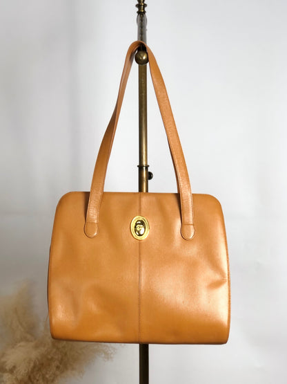 Christian Dior CD Logo Handbag Totebag Brown Vintage i5u28h
