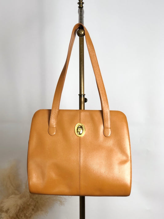 Christian Dior CD Logo Handbag Totebag Brown Vintage i5u28h
