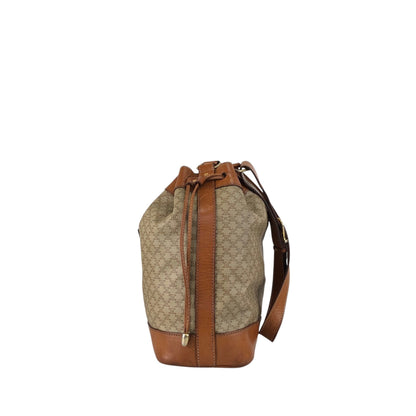 CELINE Macadam Blason Drawstring Shoulder bag Beige Vintage ci27wy