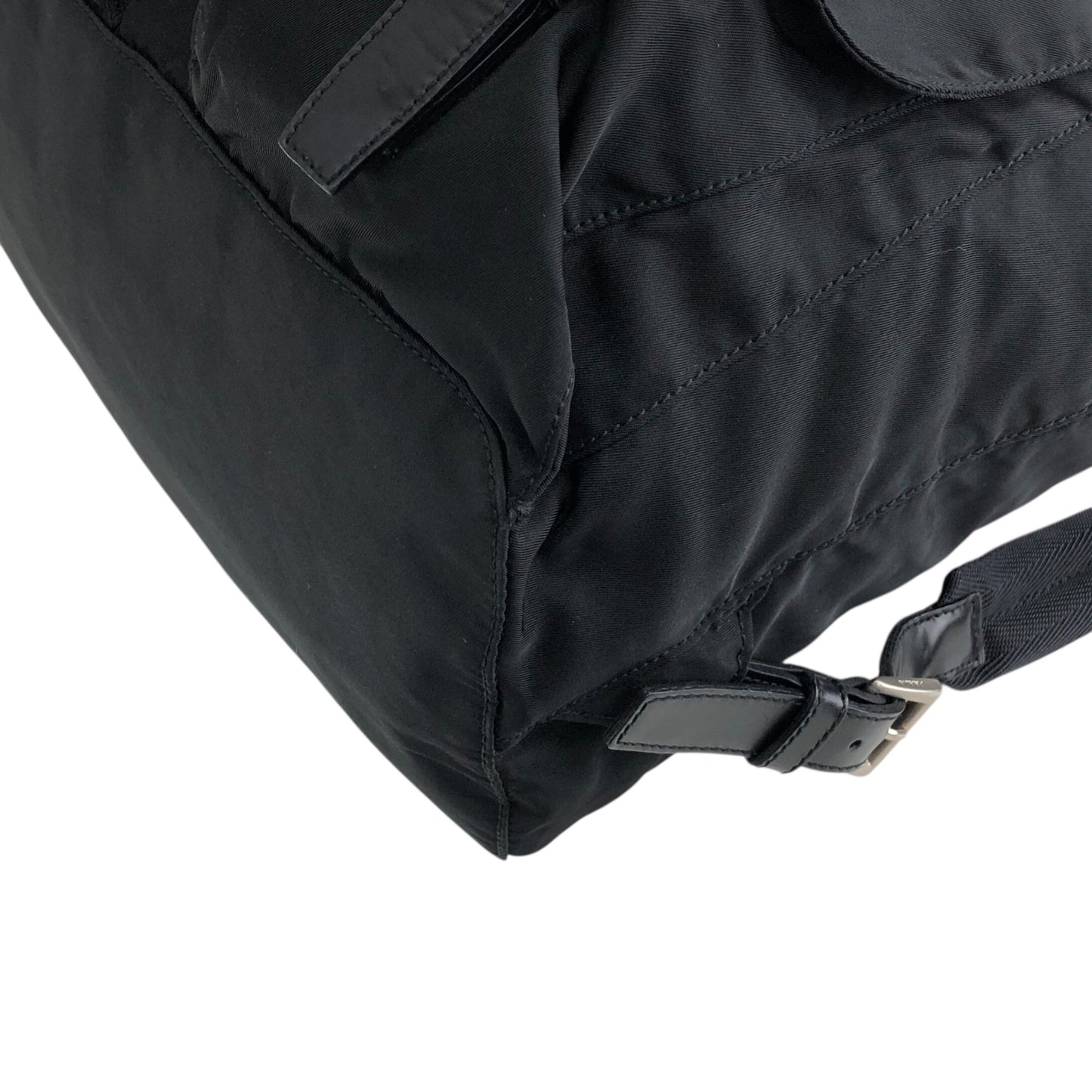 PRADA Tessuto Triangle Logo Double Pocket  Backpack Black Vintage 3pvjac