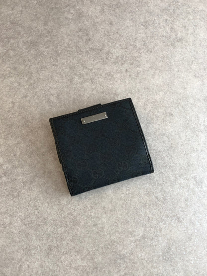 GUCCI GG Canvas Logo Folded Wallet Navy Vintage exbbcp