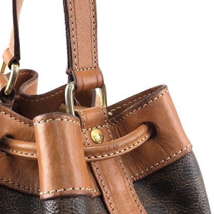 CELINE Macadam Blason Drawstring Shoulder bag Brown Vintage 7kmwfd