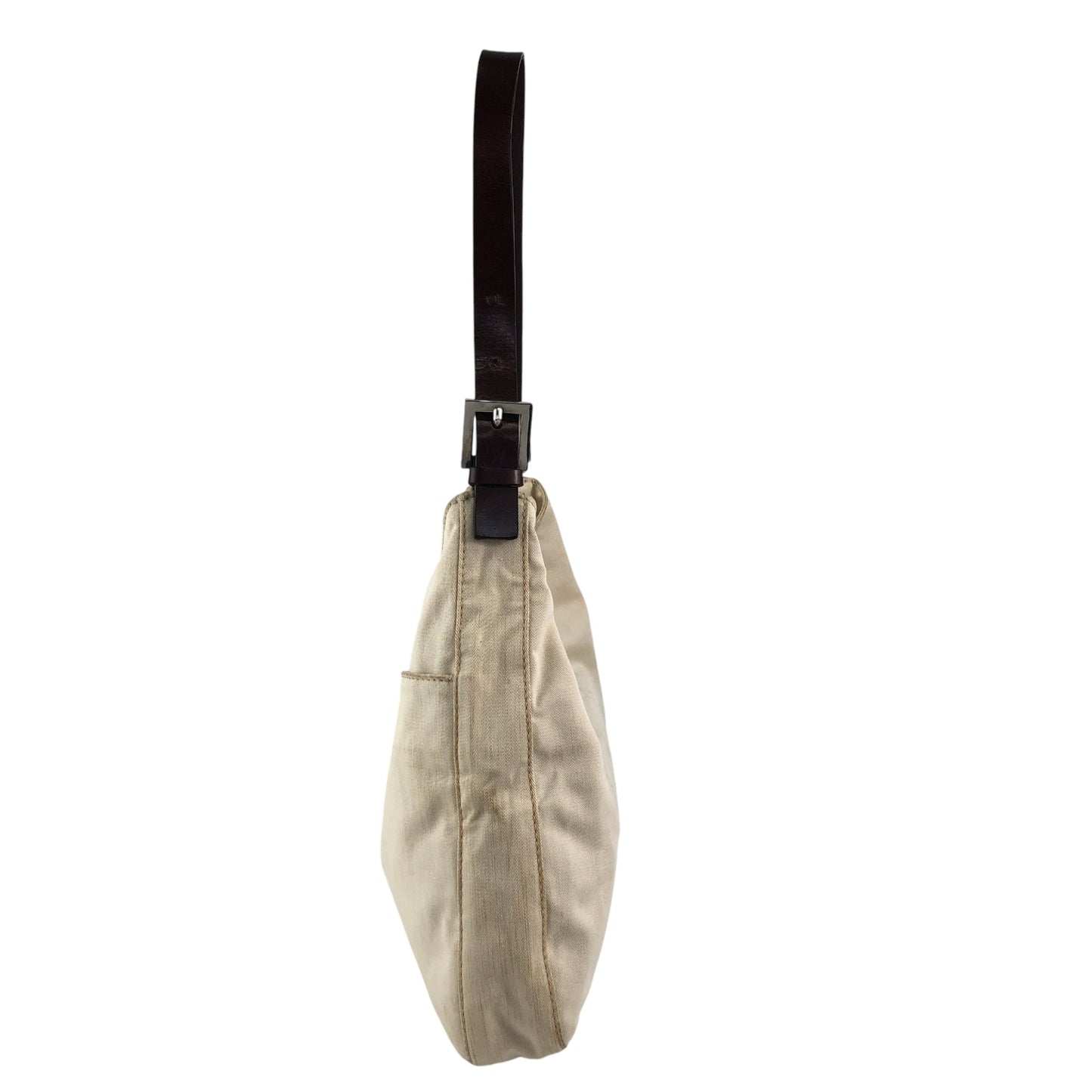 FENDI Mamma Baguette Logo Shoulder bag Hobobag Beige Vintage c6ztd5