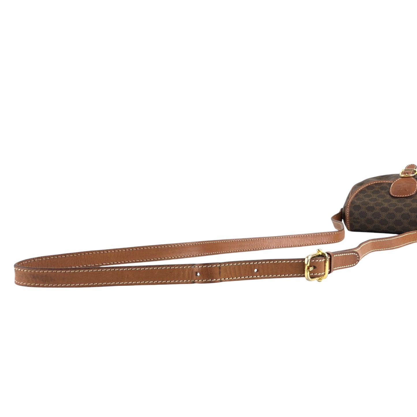 CELINE Macadam Blason Front Buckle Shoulder bag Brown Vintage baktxn
