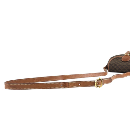 CELINE Macadam Blason Front Buckle Shoulder bag Brown Vintage baktxn