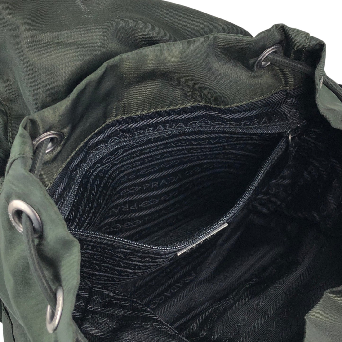 PRADA Tessuto Triangle Logo Double Pocket Backpack Black Vintage kuuttd