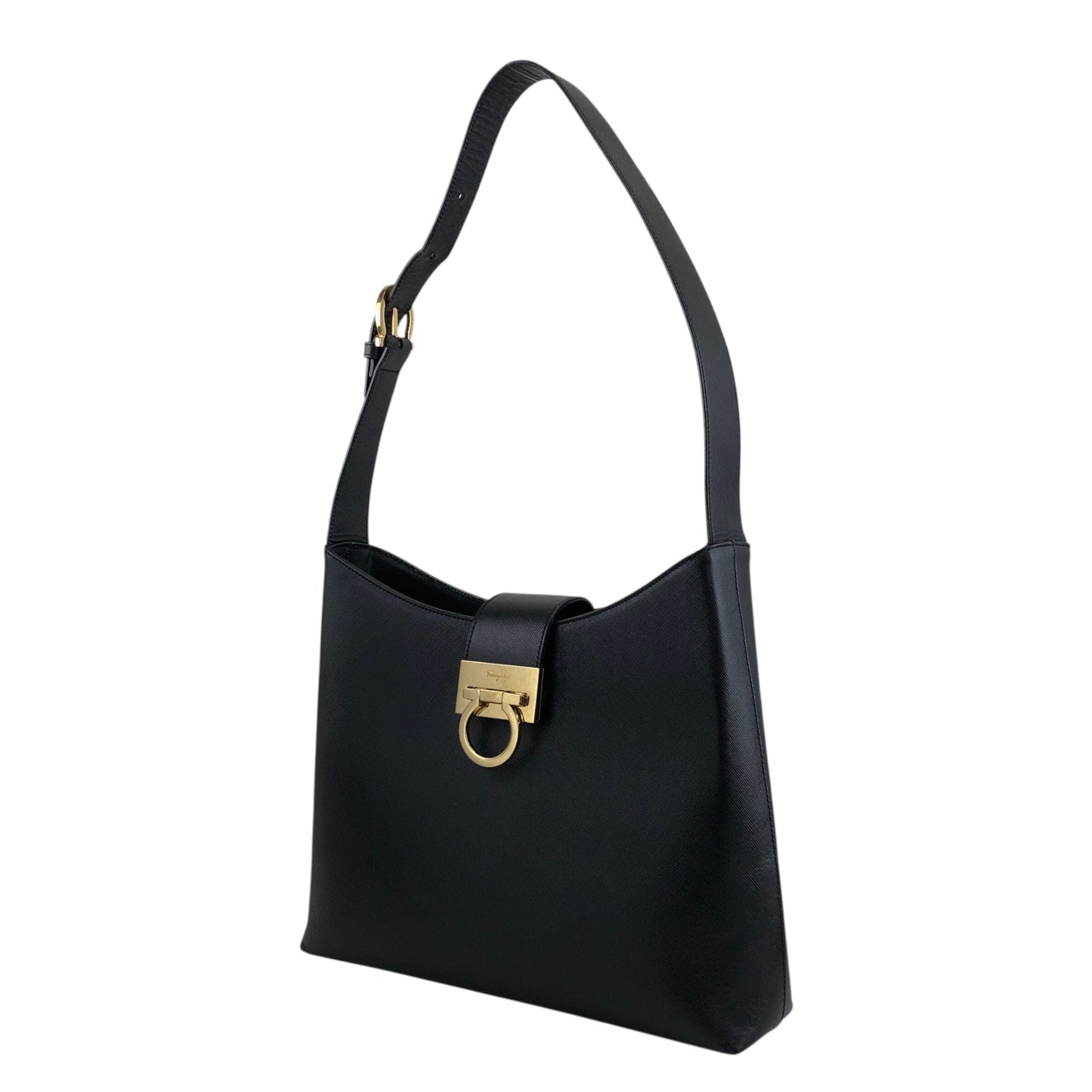 Salvatore Ferragamo Gancini Shoulder bag Black Vintage vn6tps
