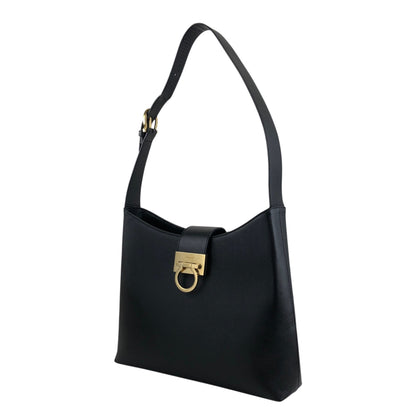 Salvatore Ferragamo Gancini Shoulder bag Black Vintage vn6tps