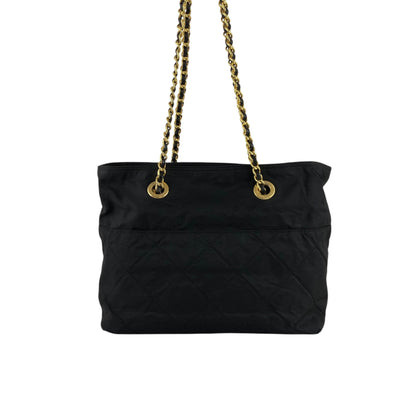 PRADA Tessuto Triangle Logo Chain Shoulder bag Black Vintage aymjy2