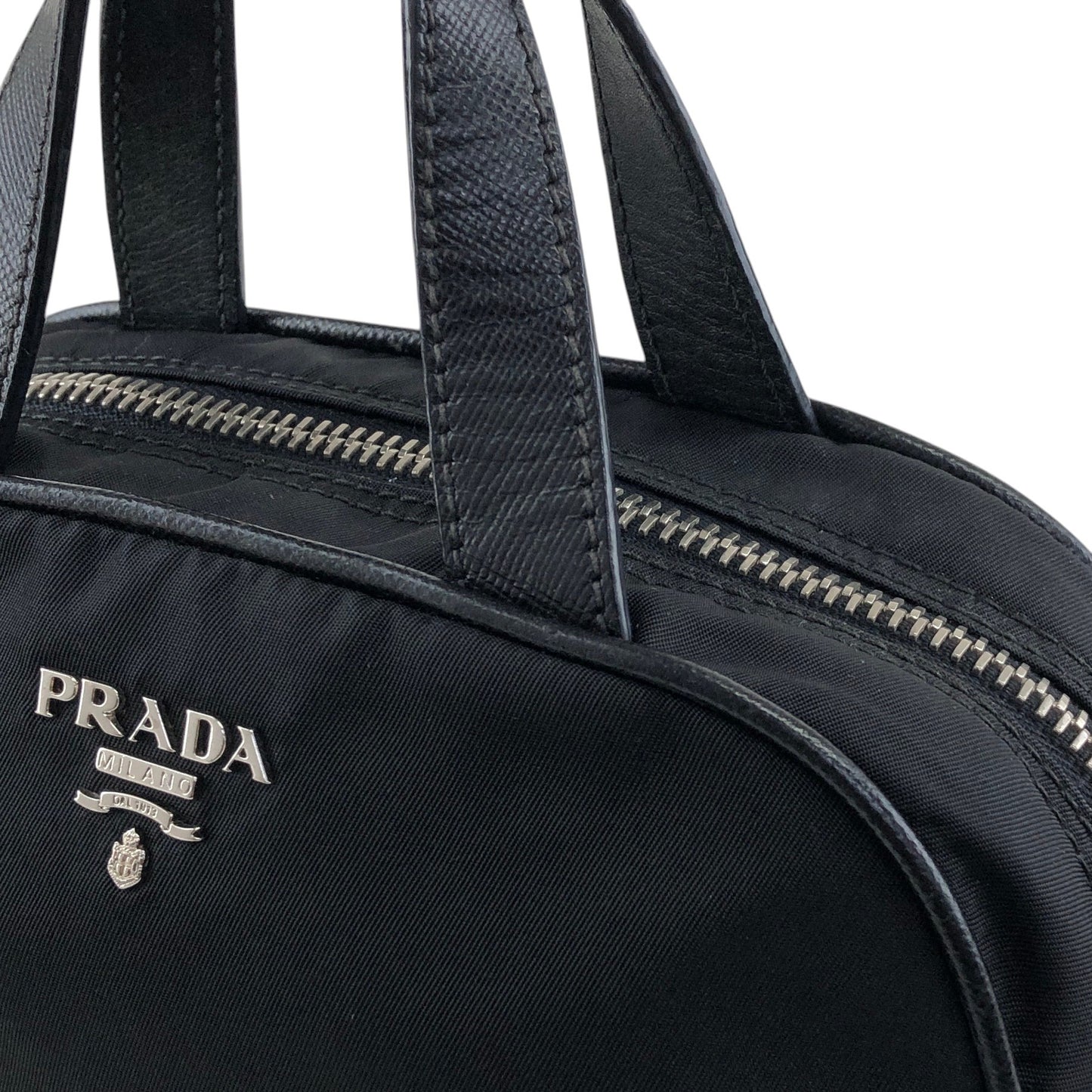 PRADA Logo Small Handbag Black Vintage zh3ngc