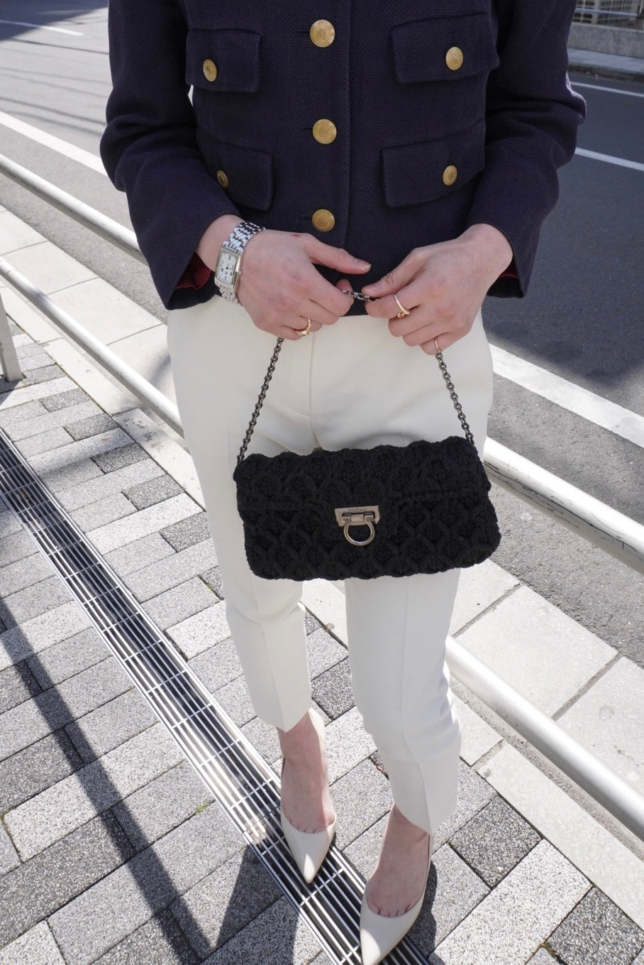 Salvatore Ferragamo Gancini Chain Shoulder bag Black Vintage phcpax