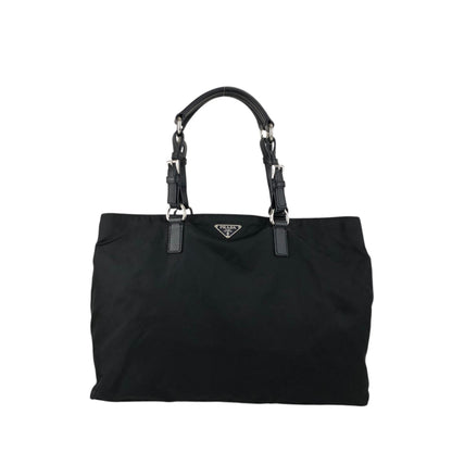 PRADA Triangle Logo Handbag Totebag Black Vintage ezvjia
