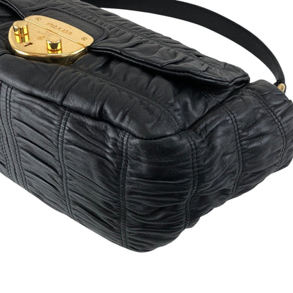 PRADA Logo Front Lock Two-way Handbag Shoulder bag Black Vintage zdrec3