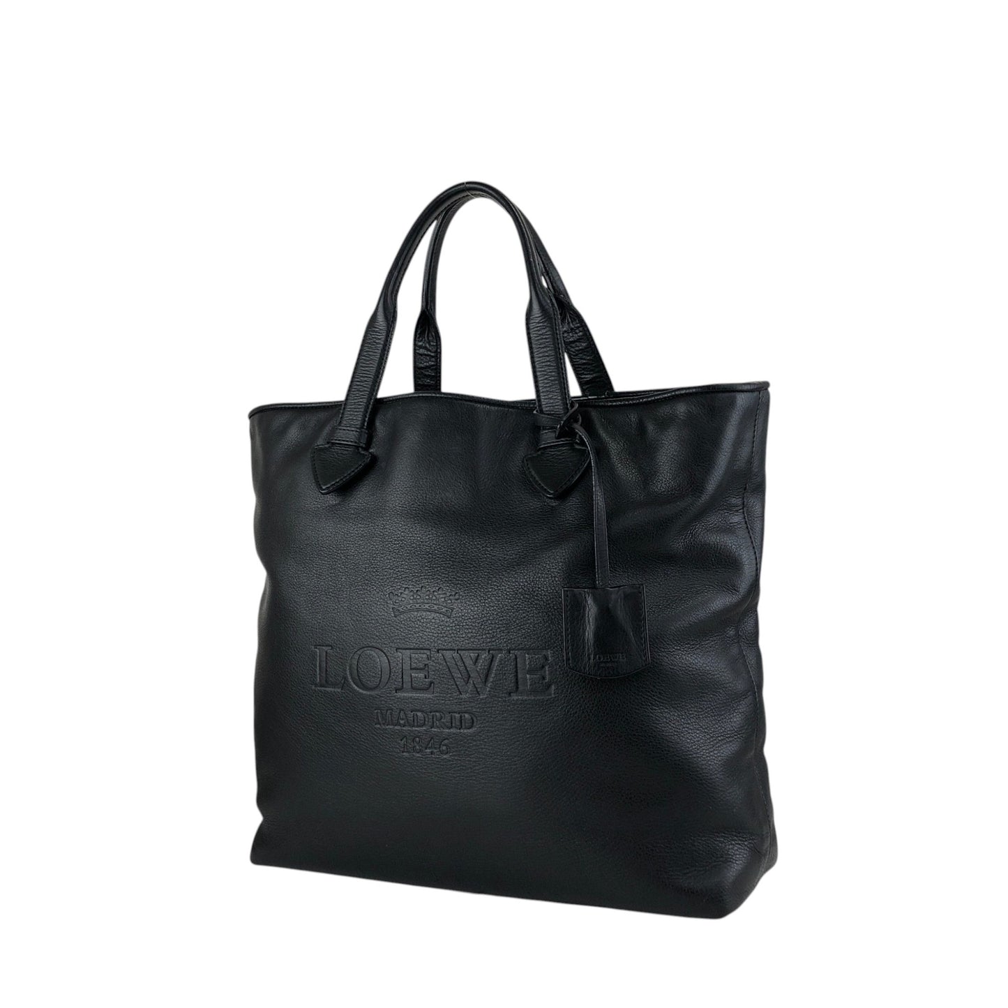 LOEWE Logo Embossed Two-way Handbag Shoulder bag Black Vintage m3sbja